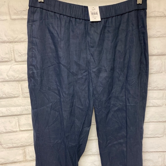 BNWT J.Jill Linen Pant Blue Medium elastic waist - Picture 1 of 7